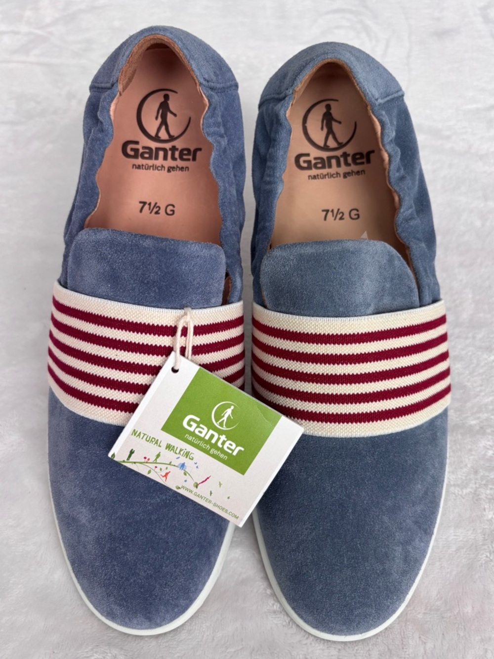 GANTER Gabby Blue Suede Comfort Slip On Loafer Shoes--NWT--10